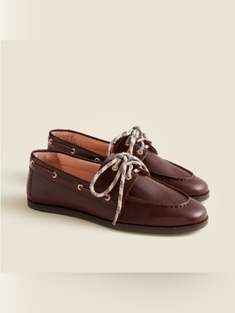 NEW J. Crew Leather Boat Shoes in Brown Size 8.5